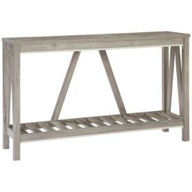 HOMCOM Farmhouse Console Table Gray Storage Shelf Rustic Sofa Table Anti-tipper Living Room Entryway
