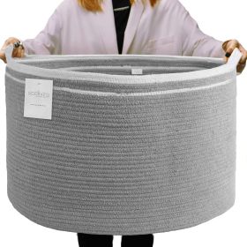 Eco living Recycled Cotton Rope Storage Basket 21.7 x 21.7 x 13.8 Inch Extra Large Basket for Cushions Blanket Pillows Toys Stylish and Eco Frien