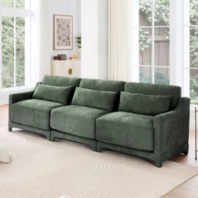 Three - seater sofa with lumbar pillow,Chenille, ergonomic, wooden base,high - resilience sponge, elegant armrests, easy install,suits bedrooms