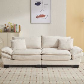 Corduroy Sofa Sleeper Couch Loveseat Sofa with Pillows Comfy Upholstered Deep Seat Sofa for Bedroom,Living Room,Apartment,Office,Dorm-Beige Cordu