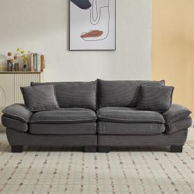 Corduroy Sofa Sleeper Couch Loveseat Sofa with Pillows Comfy Upholstered Deep Seat Sofa for Bedroom,Living Room,Apartment,Office,Dorm-Grey Cordur
