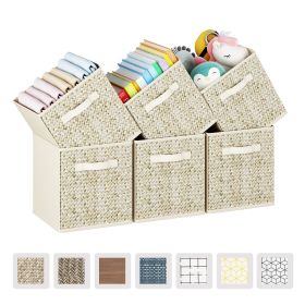 6 Pack Fabric Storage Cubes with Handle, Foldable 11 Inch Cube Storage Bins, Storage Baskets for Shelves, Storage Boxes for Organizing Closet Bin