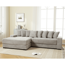 [NEW ARRIVED] [VIDEO PROVIDED] Oversized Two-Piece Couches, L Shaped Sofa, Corduroy, Left Chaise Daybed,with Armrests,Eight Throw Pillows,Corner