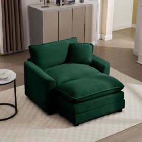 Comfortable Single Chair Deep Seat Sofa With Footstool With One Pillow, Suitable for Living Room and Bedroom, Club Multiple Occasions