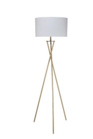 64.5" Tall "Ester" Mid-Century Metal Floor Lamp, Hourglass Design, Matte Gold