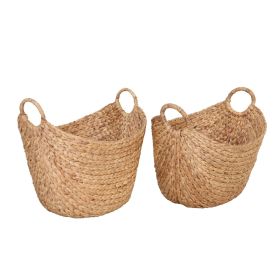 Extra Large Natural Water Hyacinth Boat Decorative Storage Basket, Set of 2