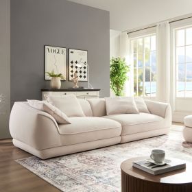 WKS16B Beige sofa, removable pillowcase, French velvet fabric, solid wood frame, high density high rebound sponge filling, Nordic modern style