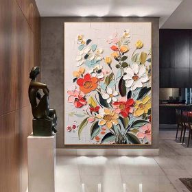 Hand Painted Oil Painting Original Floral Painting Abstract Flower oil Painting On Canvas Boho Wall Decor Large Textured Wall Art Custom Living r (style: 01, size: 60X90cm)