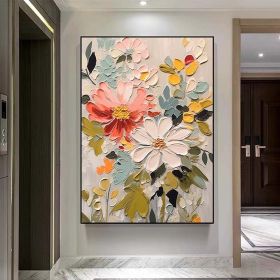 Hand Painted Oil Painting Abstract Flower oil Painting On Canvas Boho Wall Decor Original Floral Painting Large Textured Wall Art Custom Living r (style: 01, size: 50X70cm)