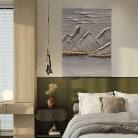 Original Abstract Mountain Handmade Oli Painting on Canvas Plaster Style Gold Textured Wall Art Living Room Decor Boho Modern Canvas (style: 01, size: 80x120cm)