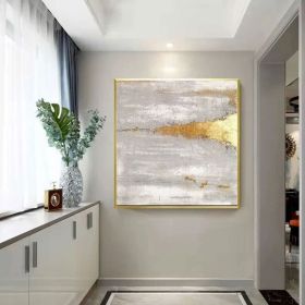 Gold Wall Decor Gold and White Wall Art Gold Leaf Painting Boho Wall Decor Gold Abstract Wall Art (style: 01, size: 120x120cm)