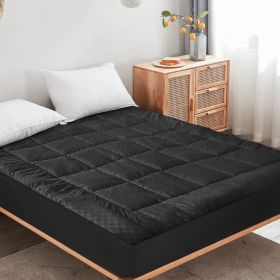 Solid-color embossed mattress bedspread,  King size (Color: Black)