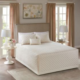 4 Piece Cotton Reversible Tailored Bedspread Set (Color: as Pic)
