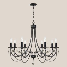 Black Crystal Chandeliers, 6 Lights Farmhouse Crystals Chandelier for Dining Room (Color: Black, Numbers of Light: 8-Light)