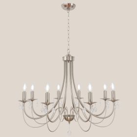 Black Crystal Chandeliers, 6 Lights Farmhouse Crystals Chandelier for Dining Room (Color: Brushed Nickel, Numbers of Light: 8-Light)