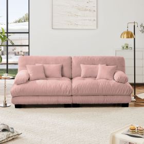 Cloud Couch 2 Seater Sofa for Living Room, Chenille 2 - Seat sofa with 2 Lumbar pillows and 2 throw pillows (Color: Pink)